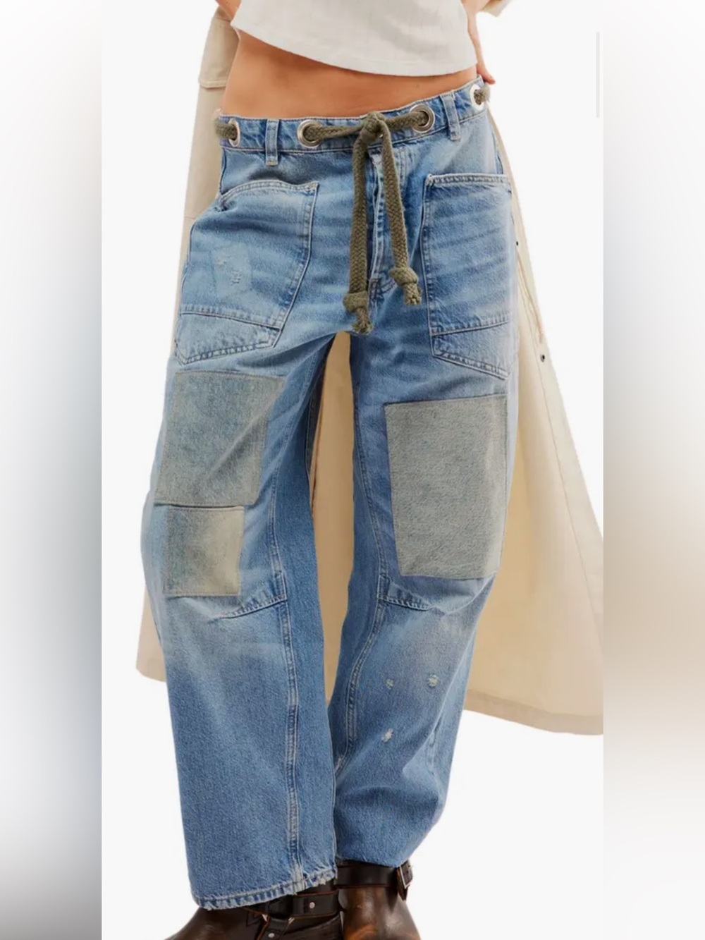 NWOT FREE PEOPLE We The People Moxie Low-Slung Barrel Jeans SZ: 30